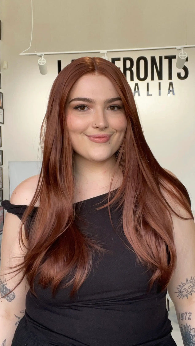 realistic lace front red hair glueless wig for hairloss, alopecia and daily wear.