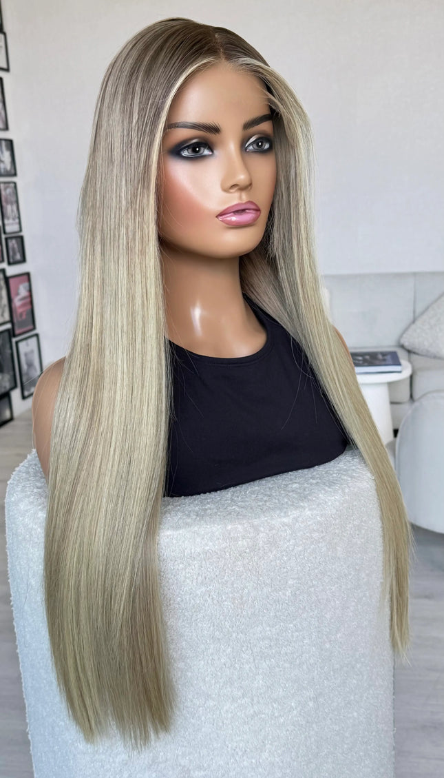 medical grade realistic human hair wig long length for daily wear and hairloss.