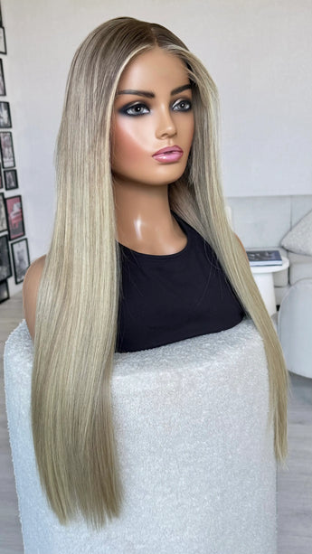 medical grade realistic human hair wig long length for daily wear and hairloss.