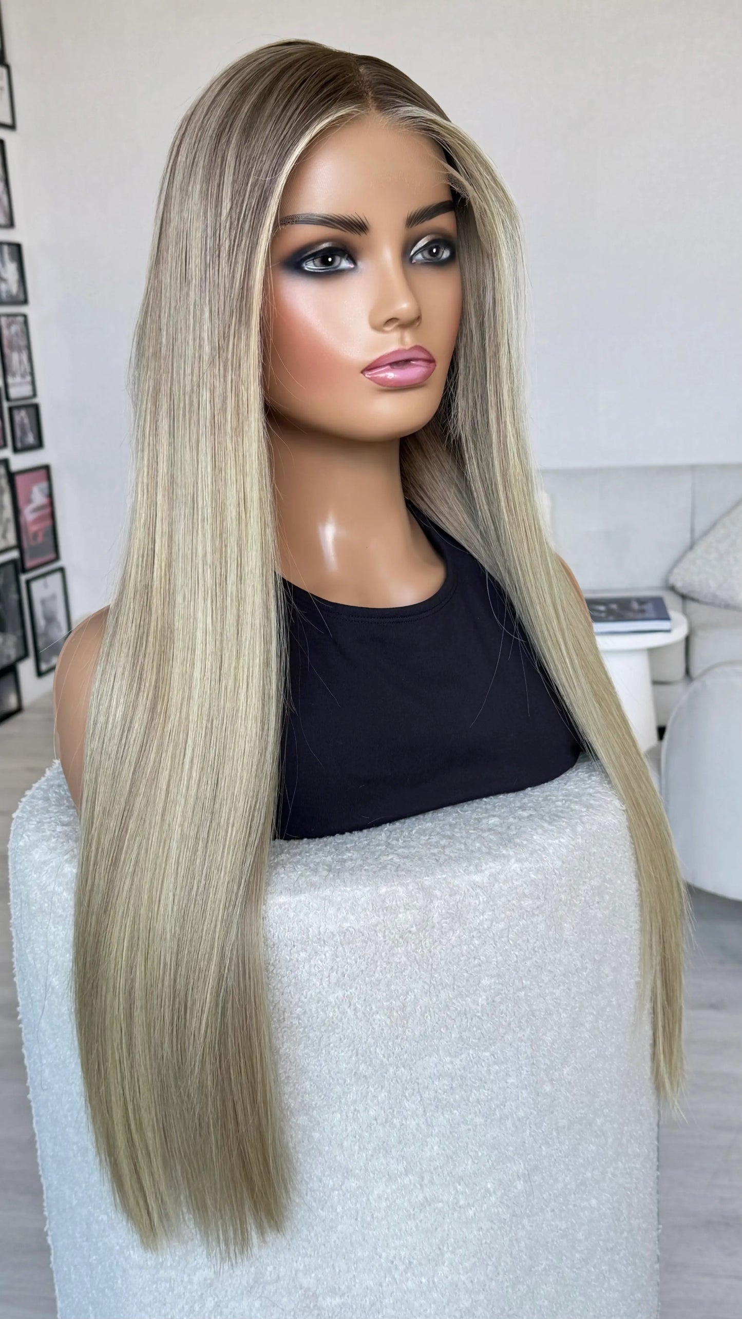 medical grade realistic human hair wig long length for daily wear and hairloss.