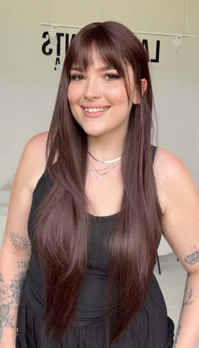 long layered burgundy synthetic wig, australia.