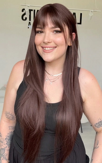 long layered burgundy synthetic wig, australia.