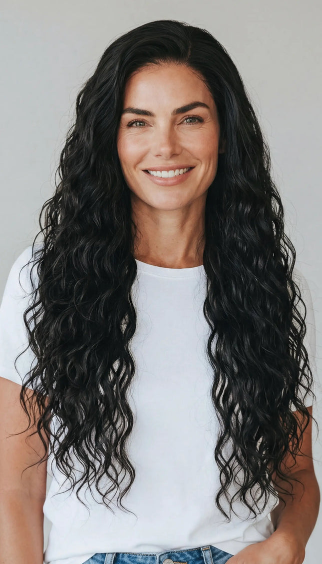 natural wavy textured human hair lace front wig for hairloss, alopecia, chemotherapy. realistic hairline.