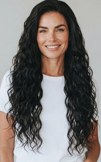 natural wavy textured human hair lace front wig for hairloss, alopecia, chemotherapy. realistic hairline.