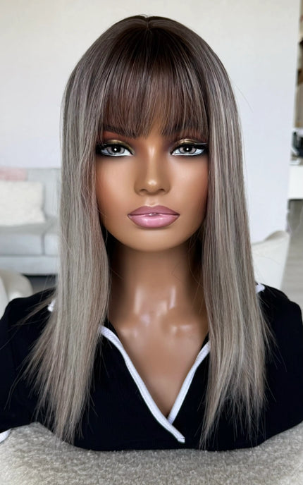 natural looking long bob synthetic wig with heat safe hair.