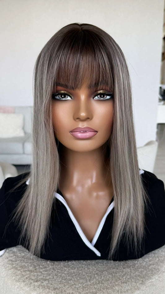natural looking long bob synthetic wig with heat safe hair.