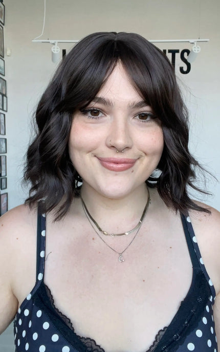 dark brown wayv short bob, heat safe synthetic wig for hairloss.
