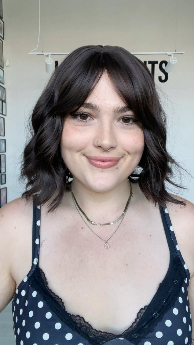 dark brown wayv short bob, heat safe synthetic wig for hairloss.