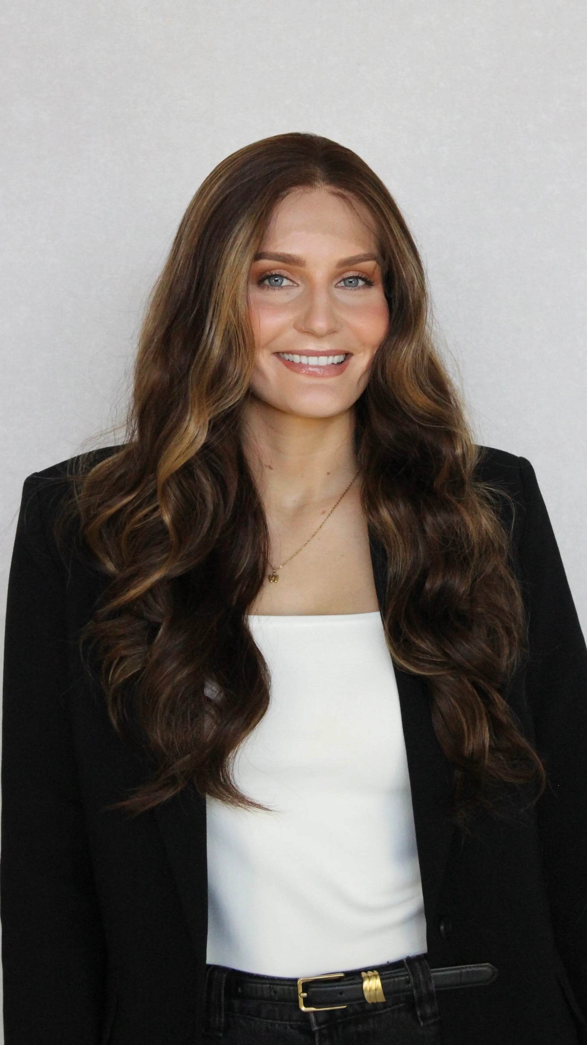 front view ruby synthetic, long curly hair, lacefront wig australia, heat safe synthetic hair.