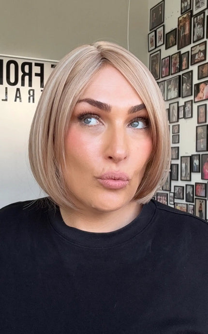 glueless heat safe 8-10 inch bob, strawberry blonde with fringe, gold coast australia.