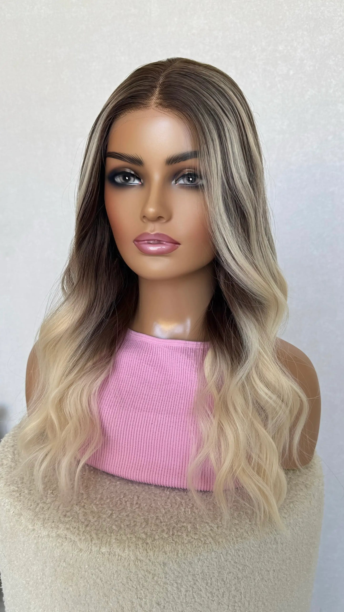 dark to platinum blonde, highlighted hair, heat safe wig australia.