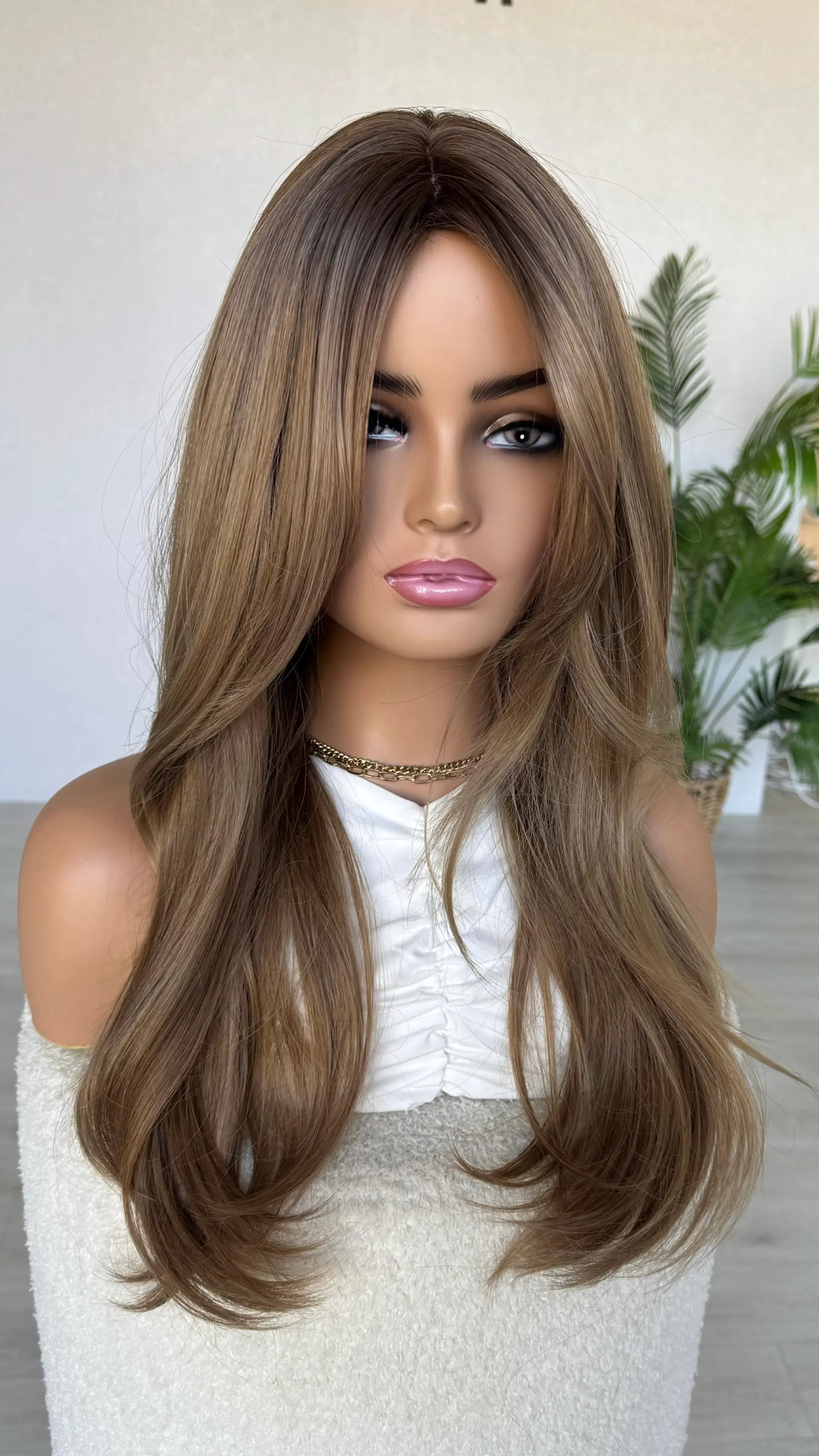 blonde ombre, heat safe synthetic wigs australia. middle part.