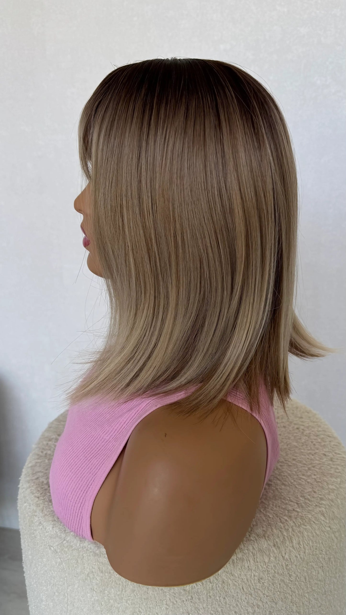blonde ombre fringe wig middle part