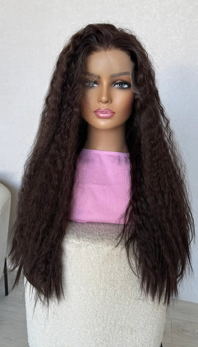 lacefront wig australia long brown curly hair, glueless heat safe wig., 