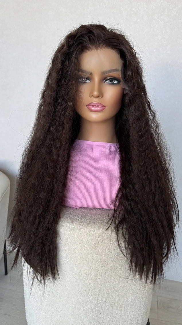lacefront wig australia long brown curly hair, glueless heat safe wig., 