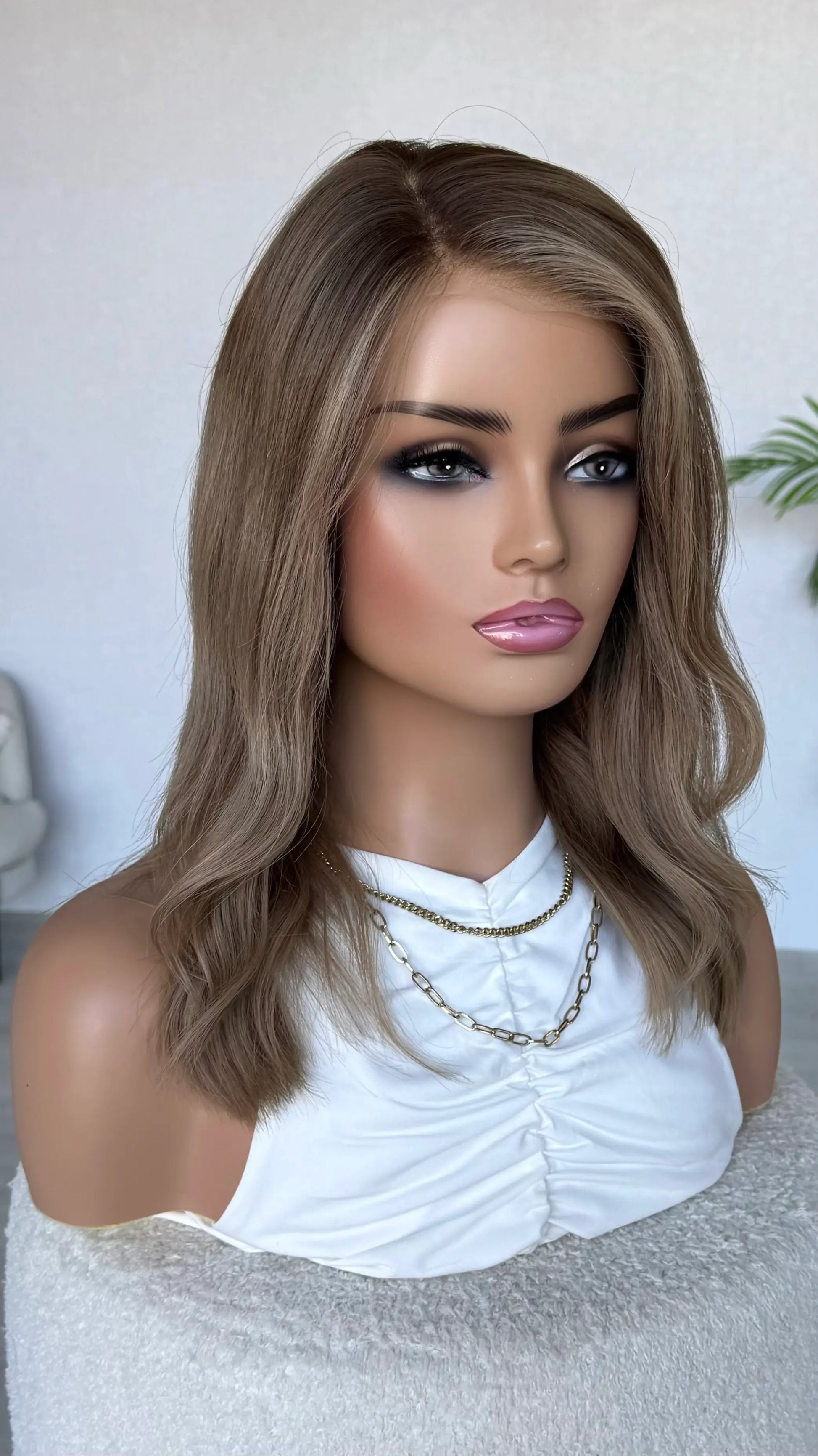 ombre brunette blonde with face framing highlights, side part lacefront wig australia sale