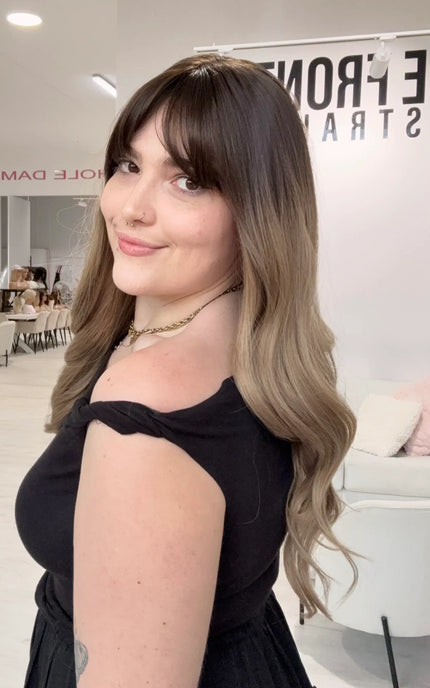 long hair ombre, fringe wig, natural synthetics gold coast, australia, heat safe fibres.