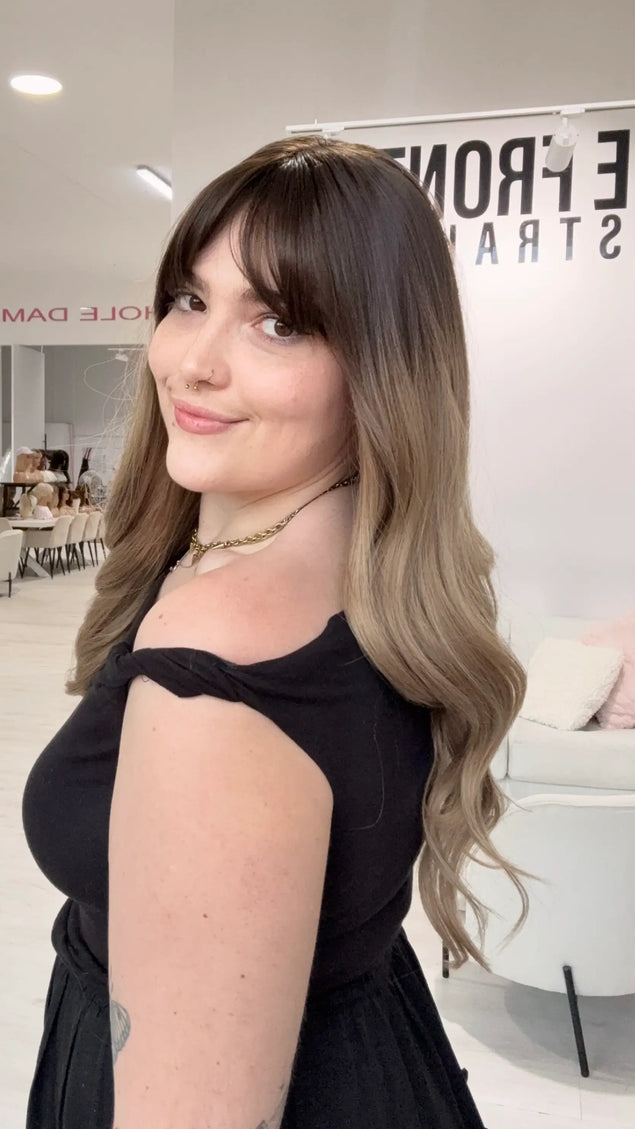 long hair ombre, fringe wig, natural synthetics gold coast, australia, heat safe fibres.