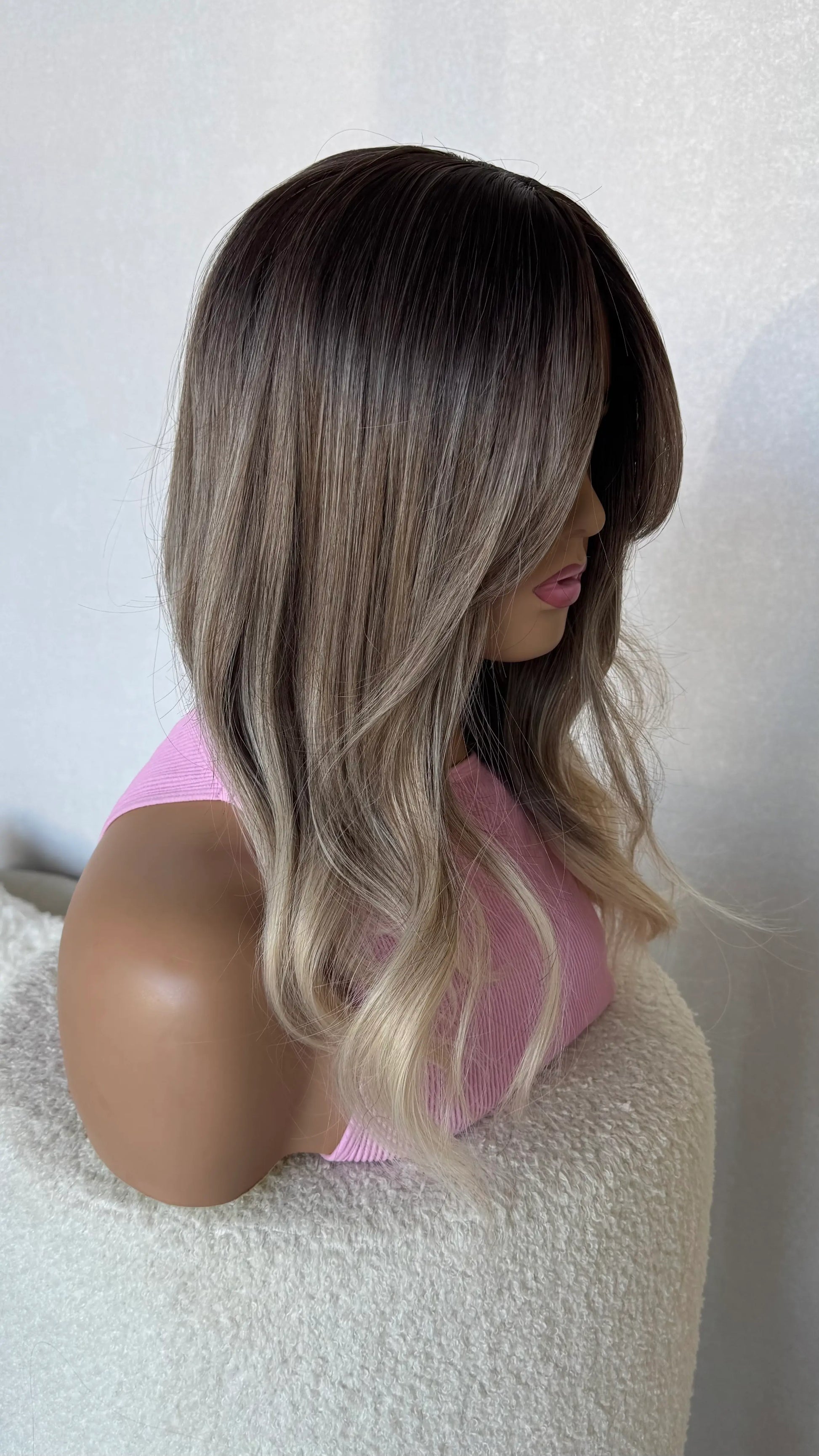 side view cutain bang synthetic wig, heat safe, glueless wig australia.