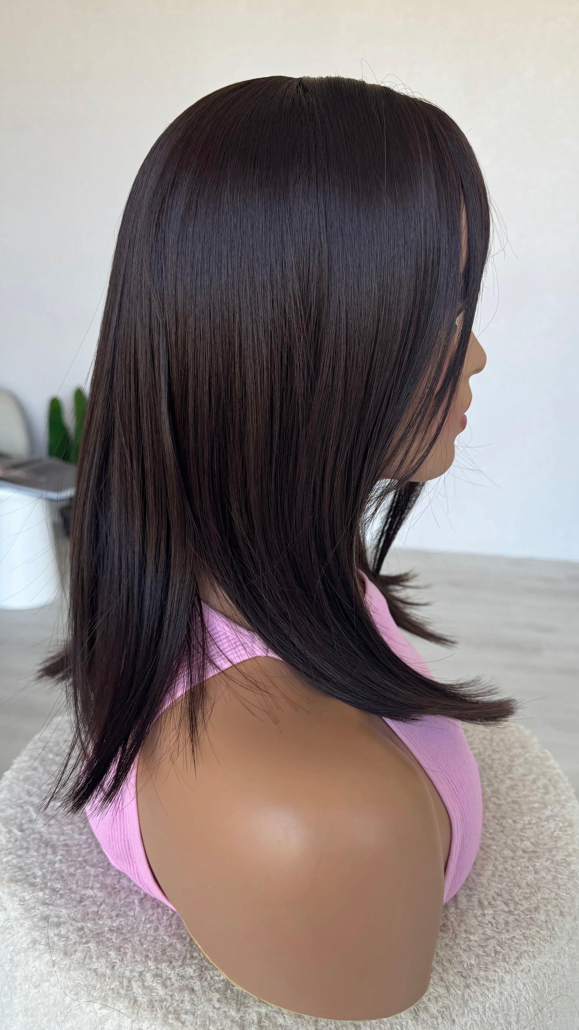 side view morning mocha wig