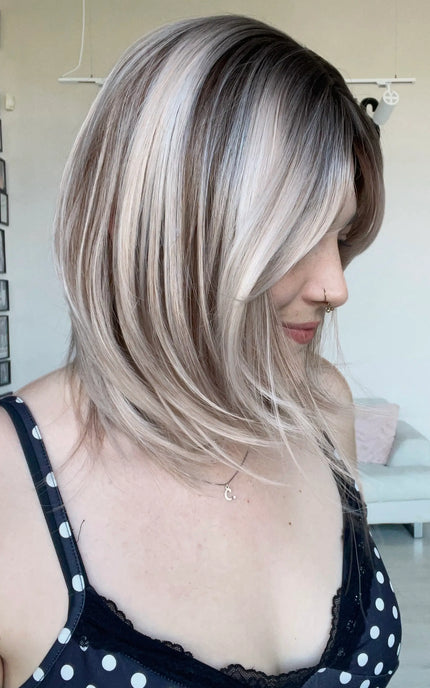 bob length realistic synthetic wig, glueless cap, perfect for beginners.