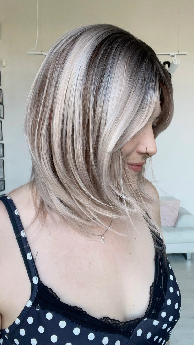 bob length realistic synthetic wig, glueless cap, perfect for beginners.