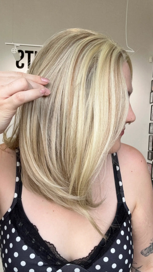 a glueless petite size lace wig in butter blonde colour, gold coast australia.