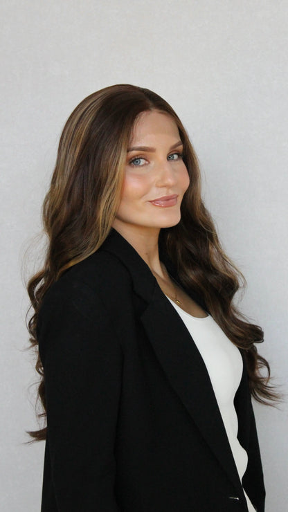 long lacefront synthetic wig australia, deep red with highlights.