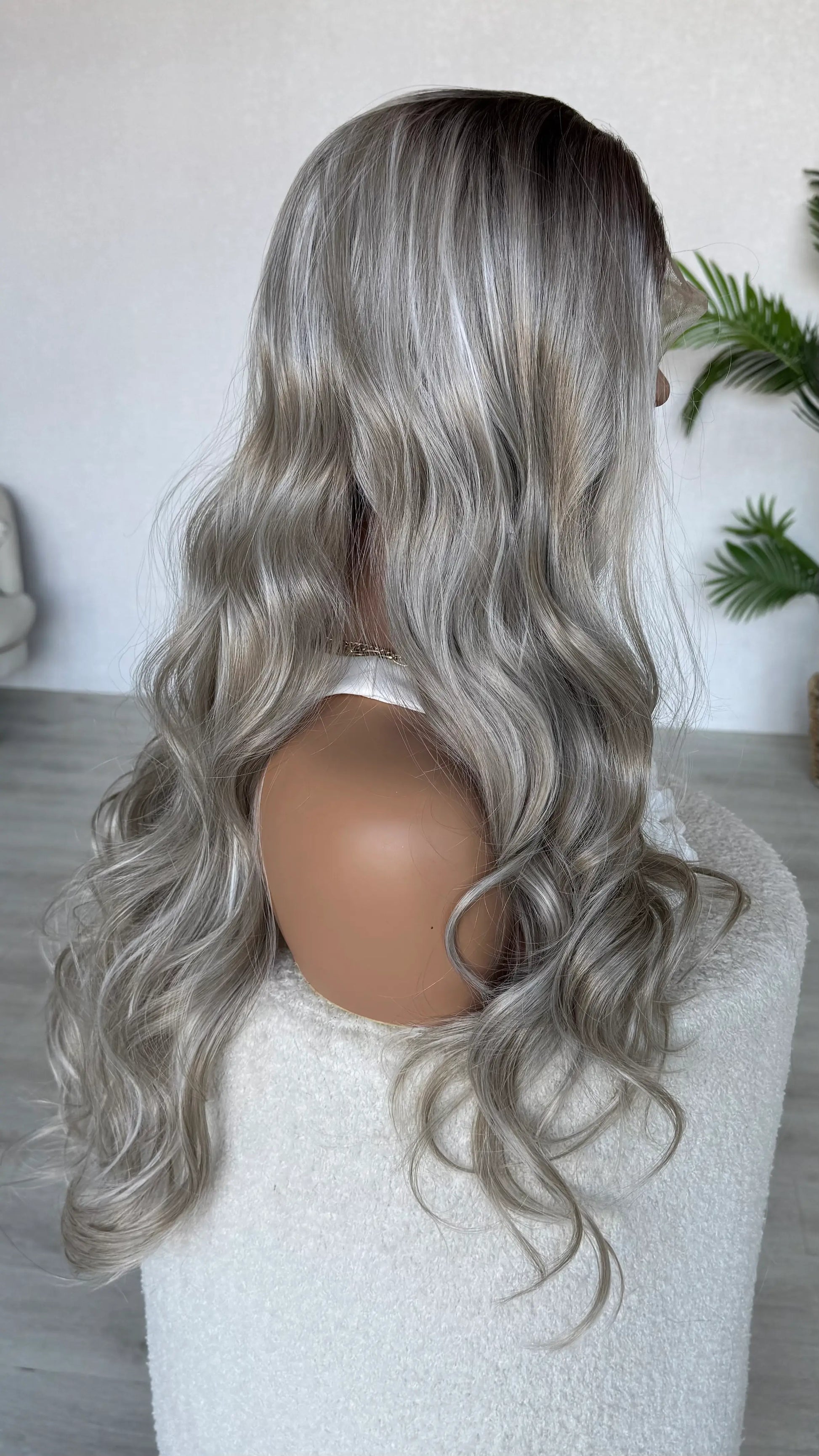 heat safe synthetic wig, side view long hair australia.