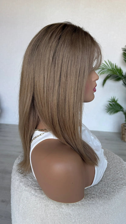 face framing layers added, soft blonde ombre colour.