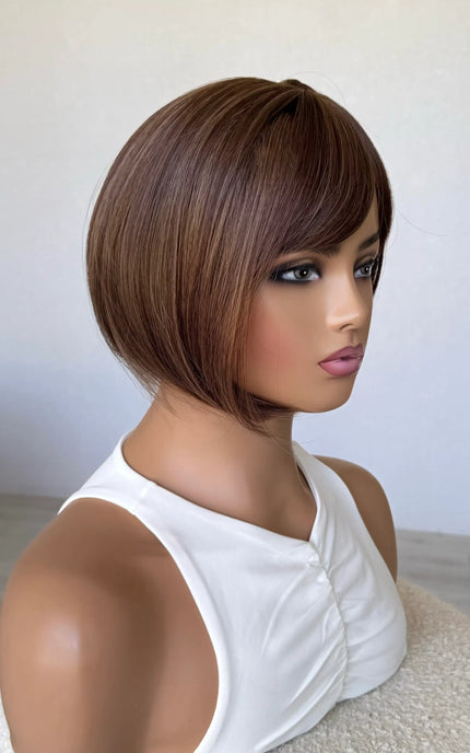 side view 9-10 inch synthetic hair topper 