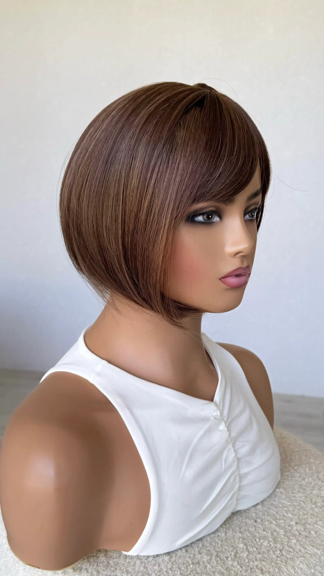 side view 9-10 inch synthetic hair topper 