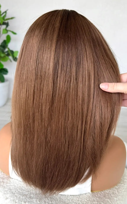 16 inch brunette human hair wig for hairloss and alopecia in australia.