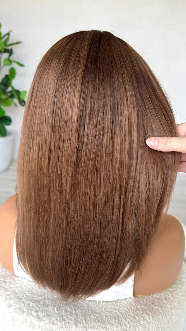 16 inch brunette human hair wig for hairloss and alopecia in australia.