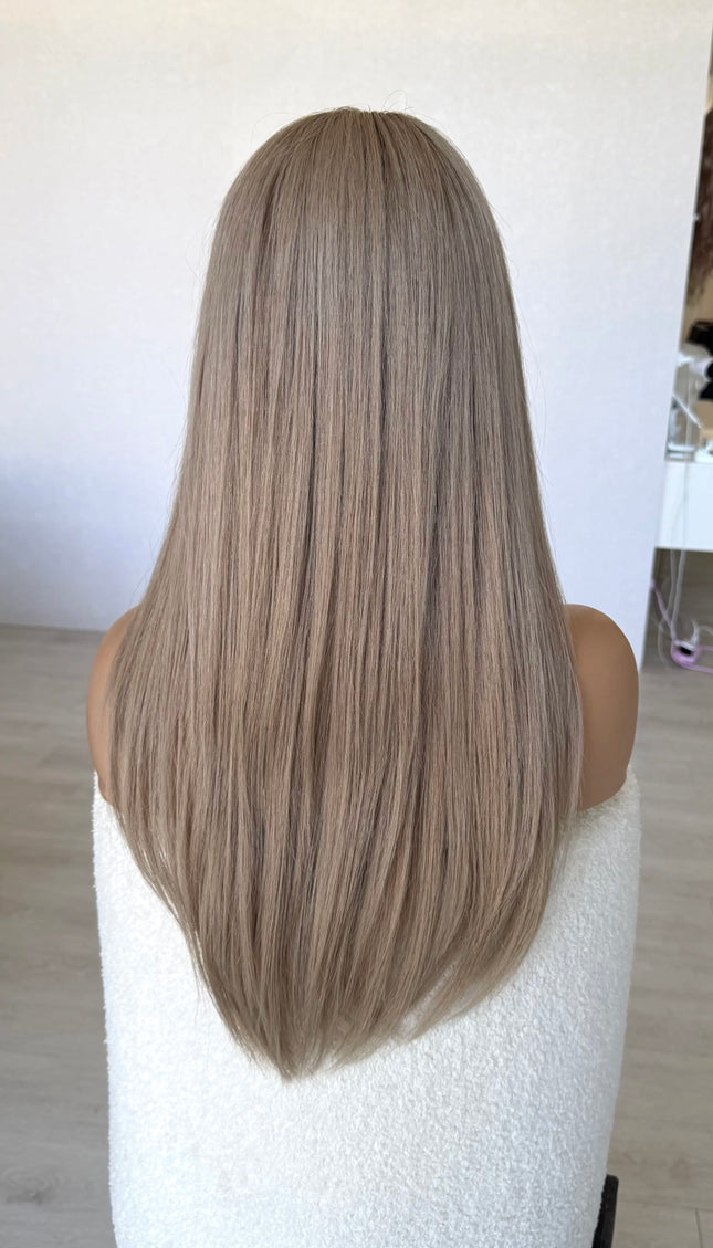 24 inch ash blonde hair, straight hair wig australia. medical lace front wig.