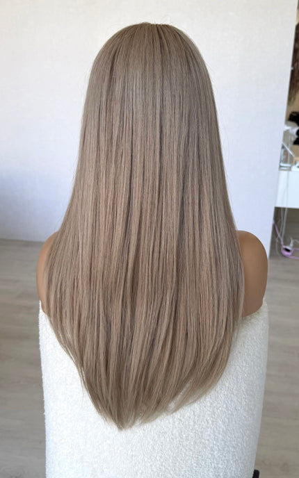 24 inch ash blonde hair, straight hair wig australia. medical lace front wig.