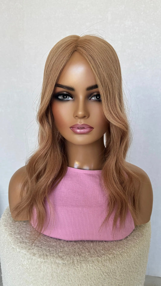 strawberry blonde lace topper human hair