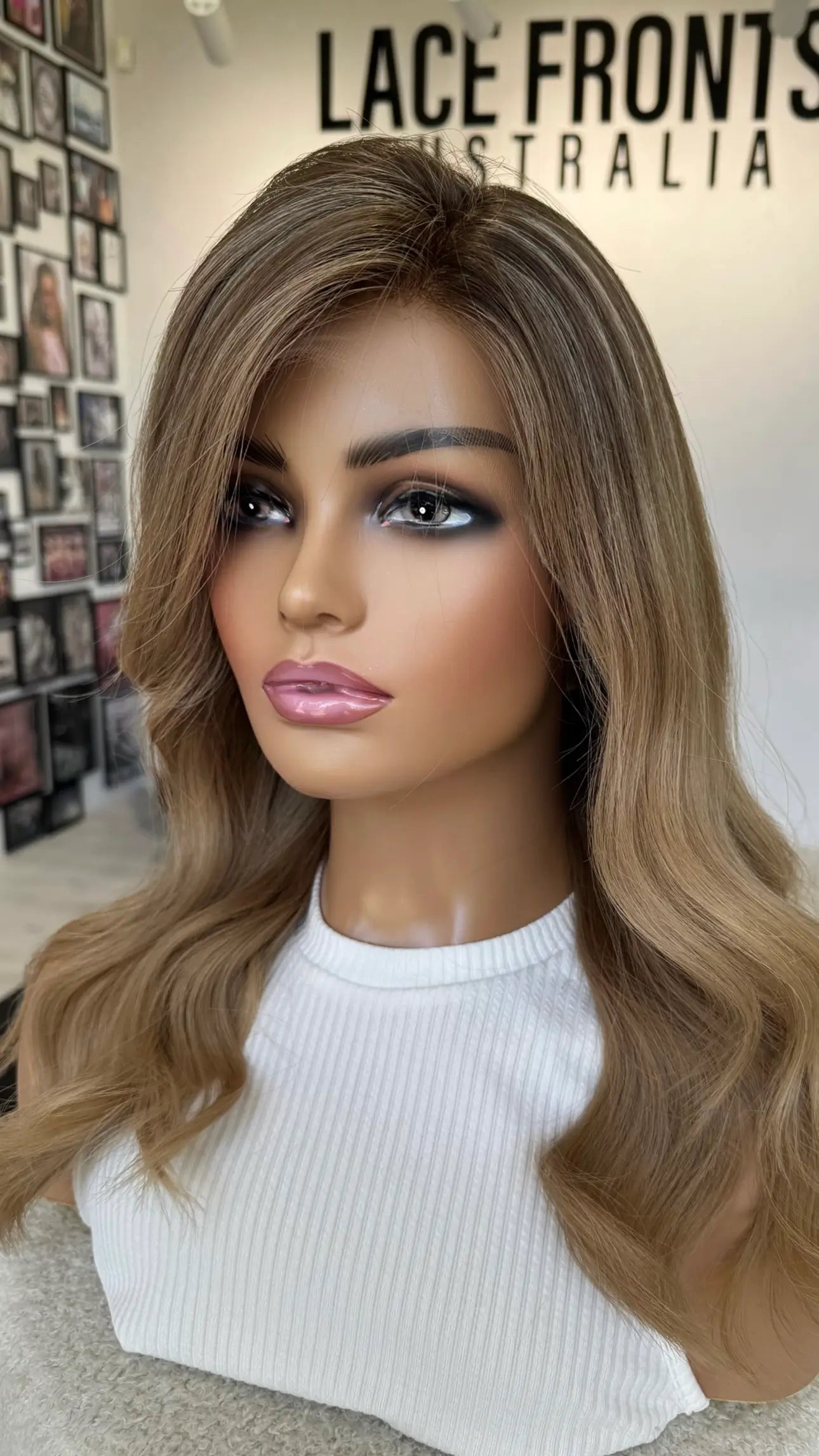 human hair lacefront wig, side part with highlights and lowlights. australia wigs.