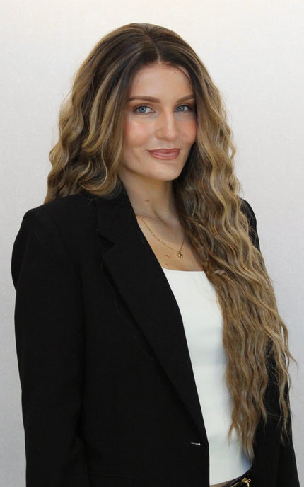 front view, long lacefront wavy brown hair. australia synthetic wigs.