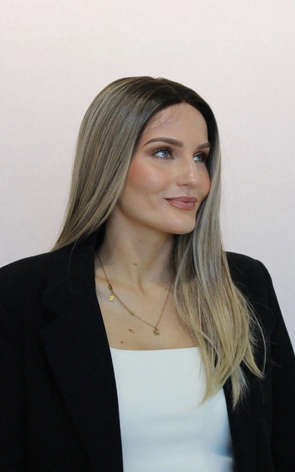 ombre t-part lace front synthetic wig, straight hair, heat safe wih gluless cap design, gold coast australia.