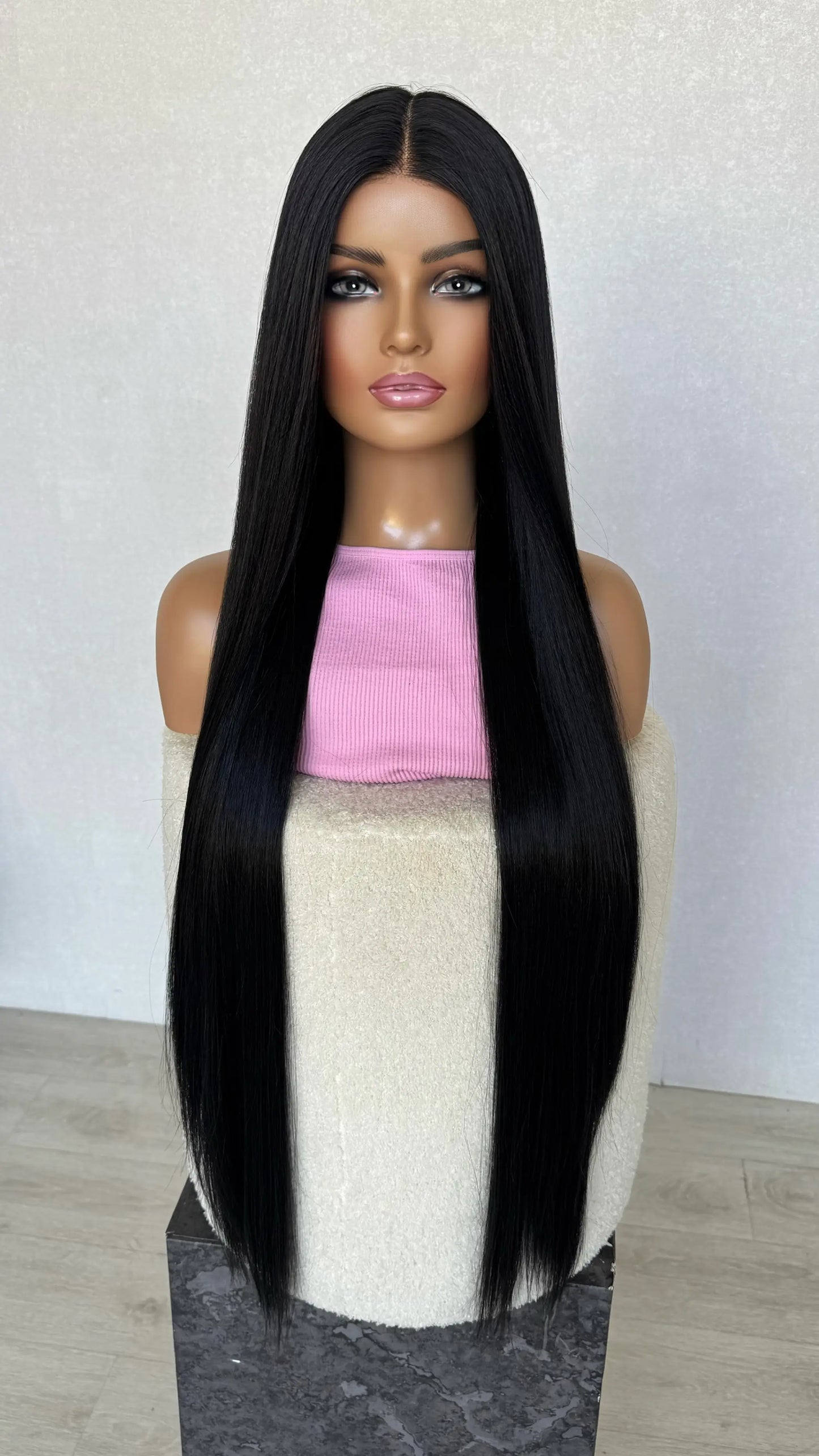 middle part long black hair, salem lacefront wig australia. silky long hair wig, glueless