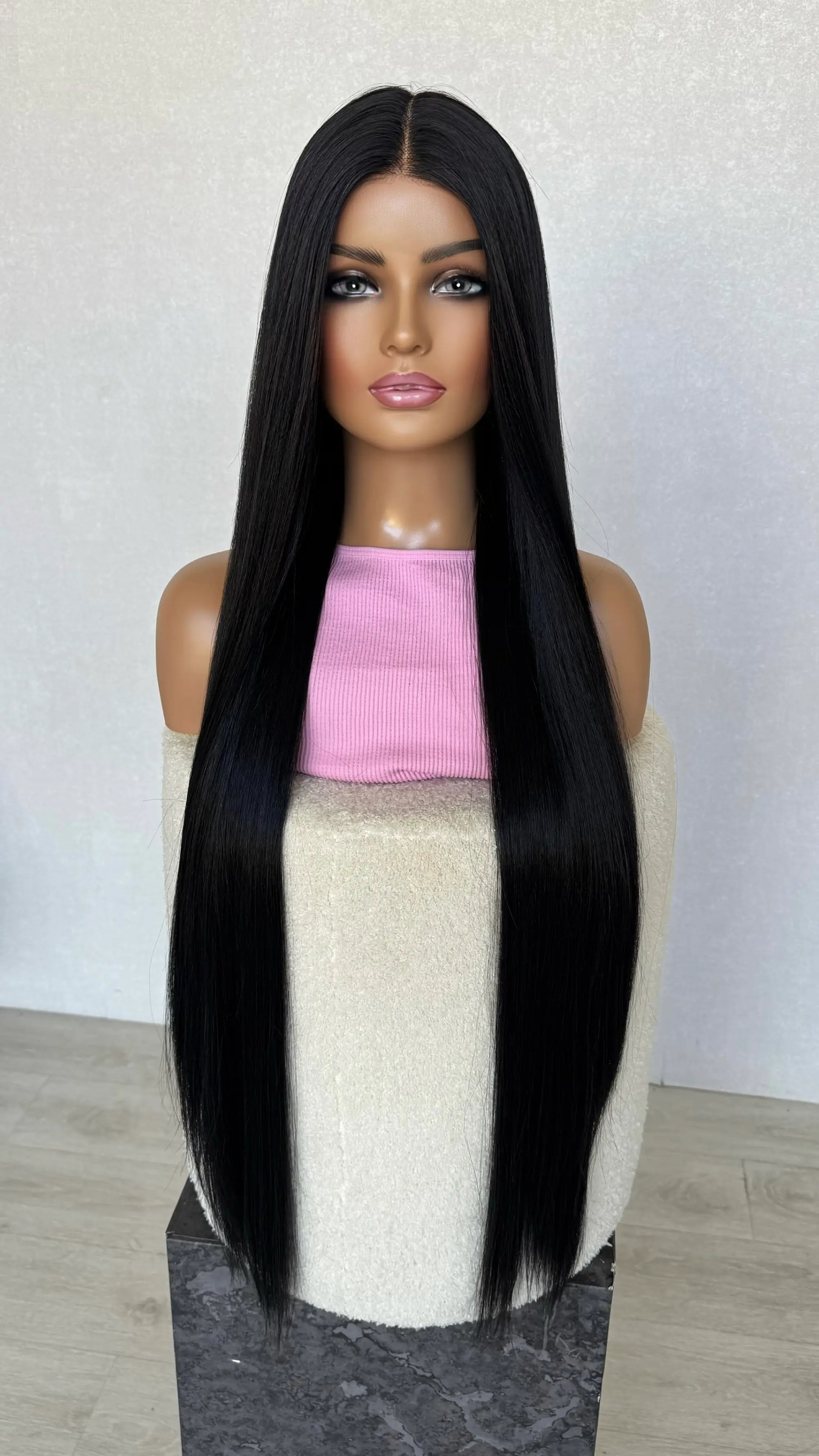 middle part long black hair, salem lacefront wig australia. silky long hair wig, glueless