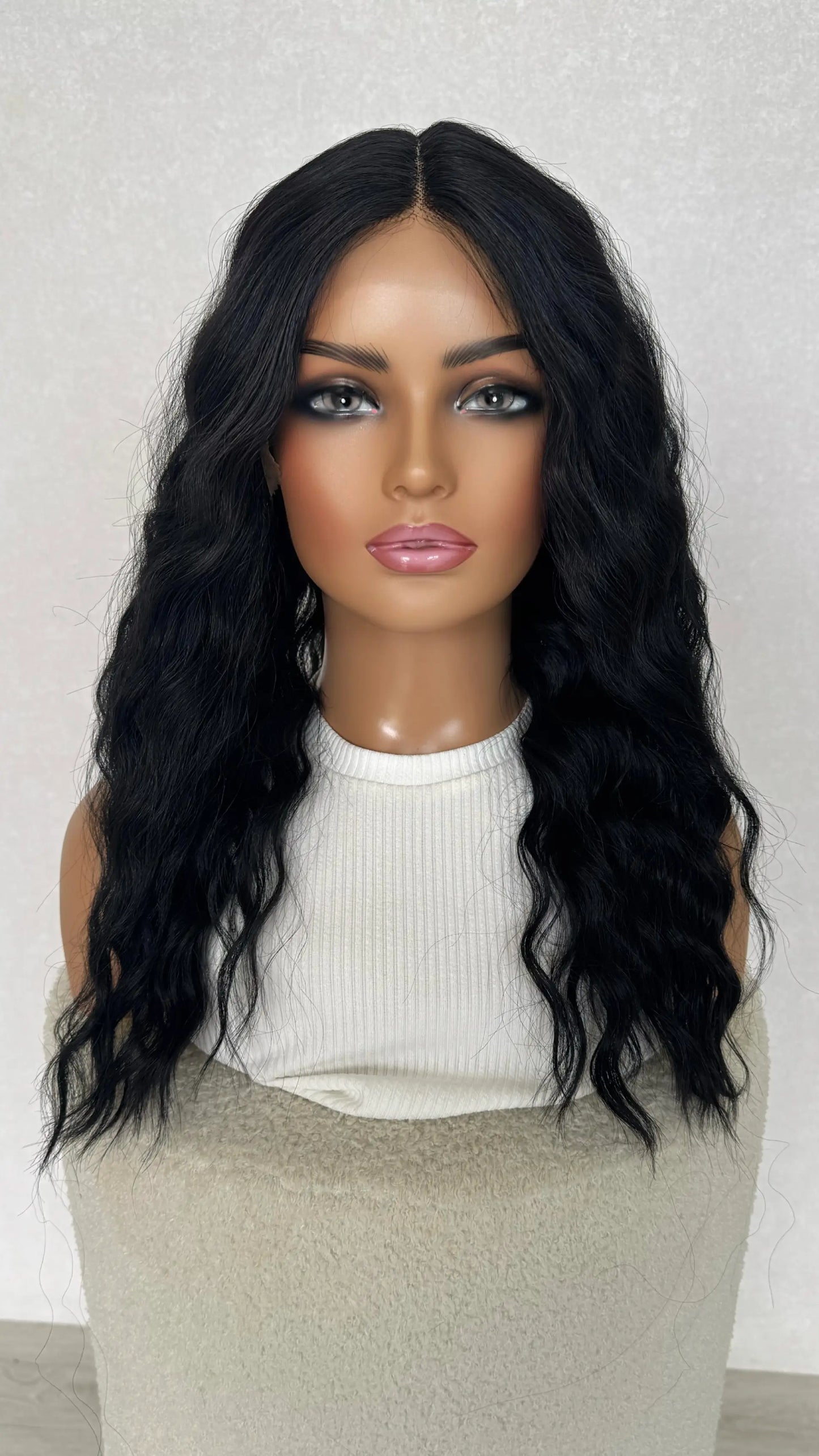 t-part lacefront wavy black wig, glueless synthetic wig australia.