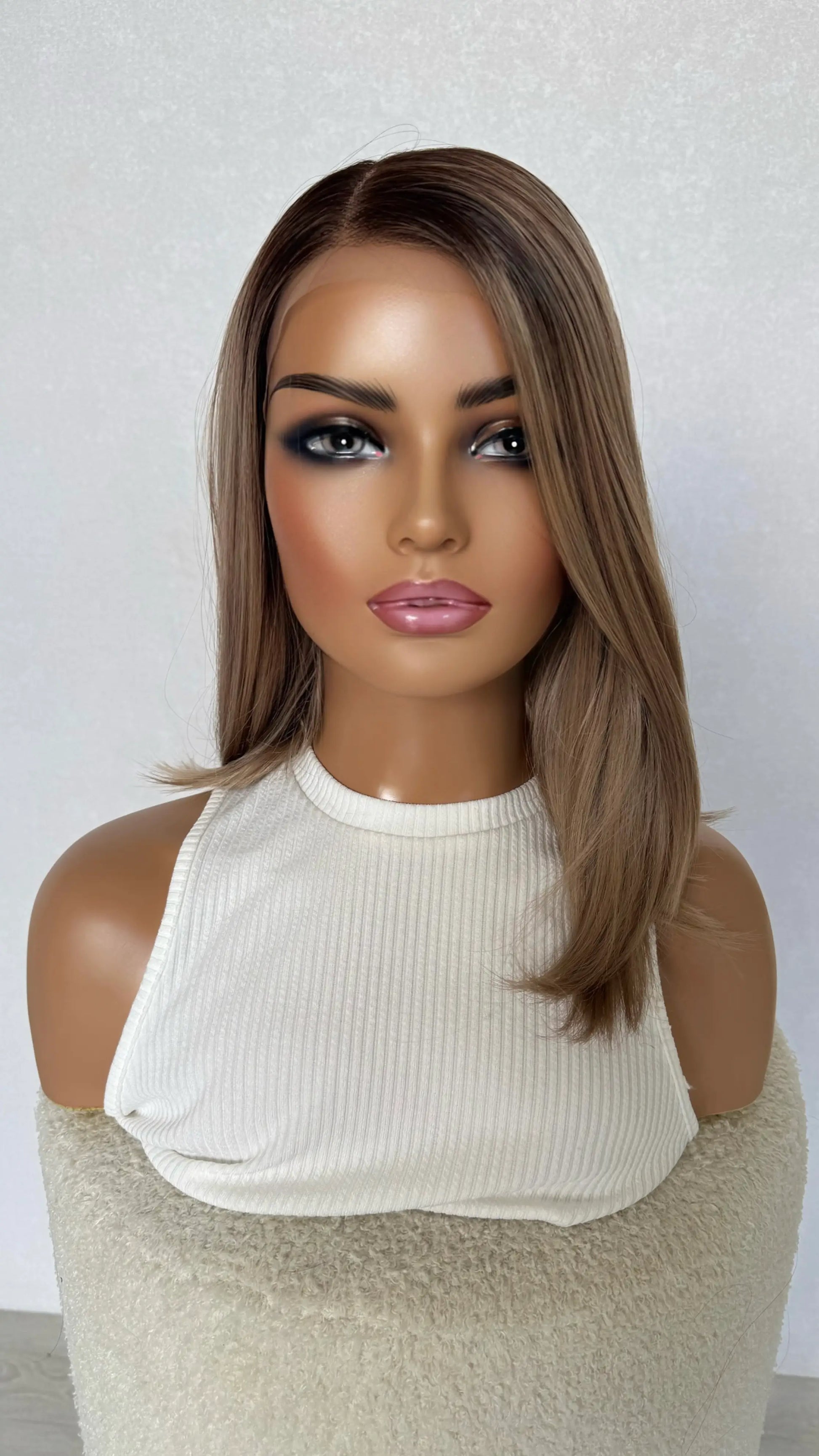 side part, champagne  toned hair lacefront wig australia.
