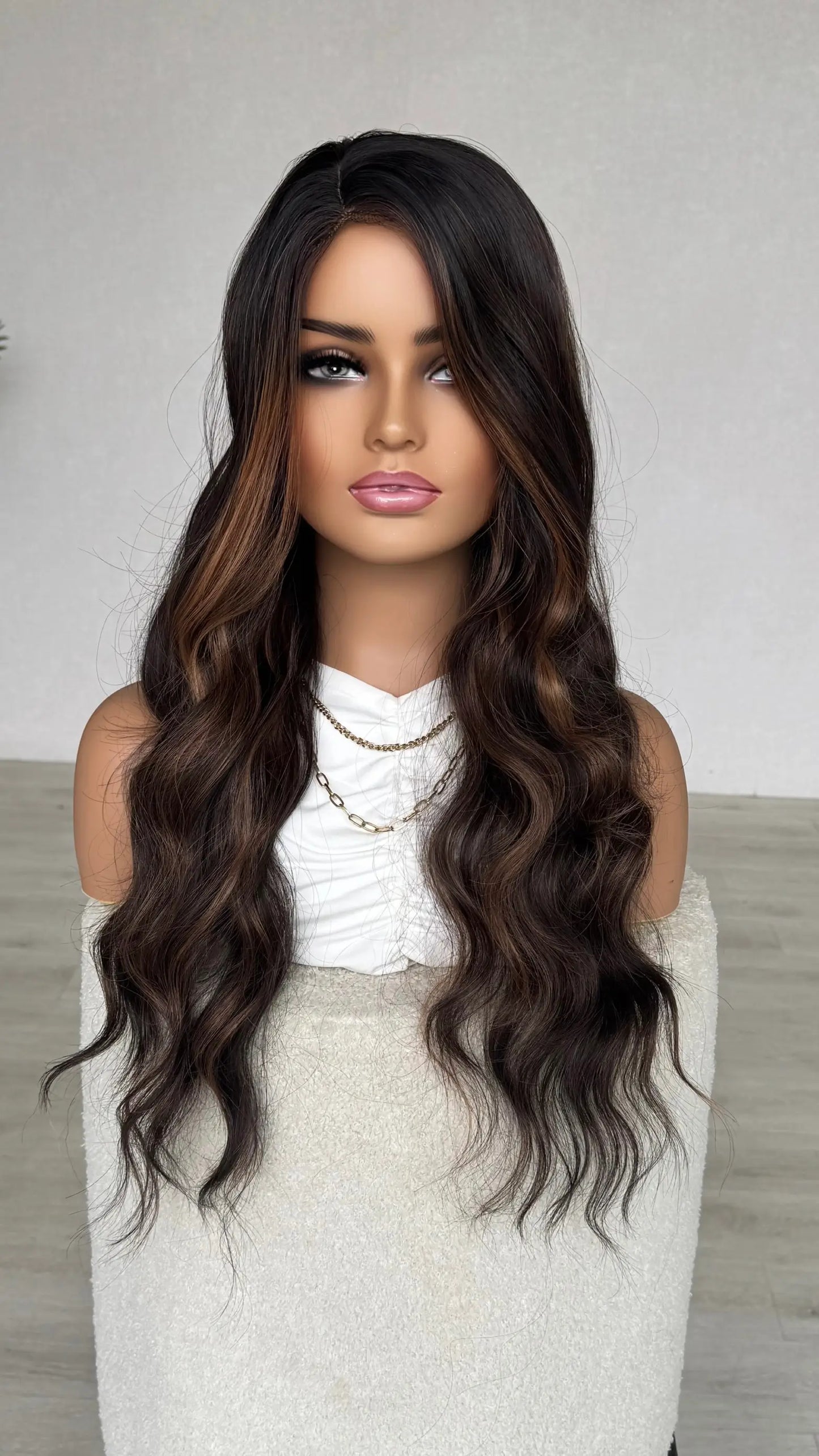 australia wigs, long brown hair with highlights, curly synthetic wig, heat safe hair.