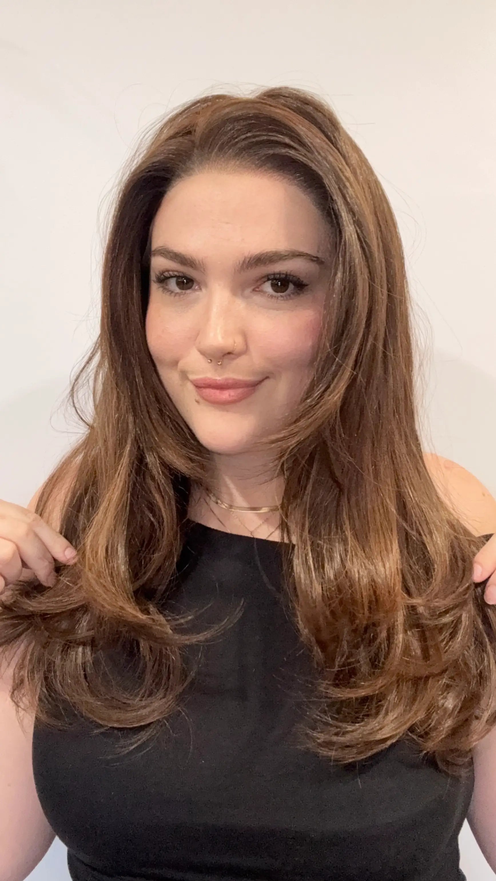 lace front synthetic wig, warm brown with highlights, heat safe wig, gold coast australia.