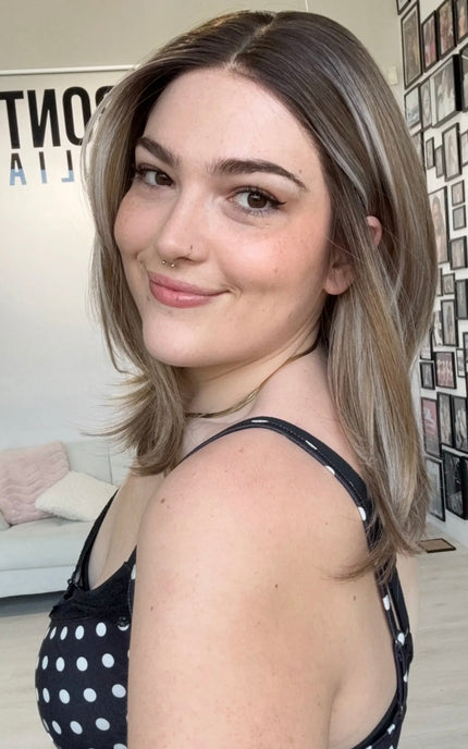 bronde colour, petite lace synthetic wig for hairloss, alopecia and chemotherapy.