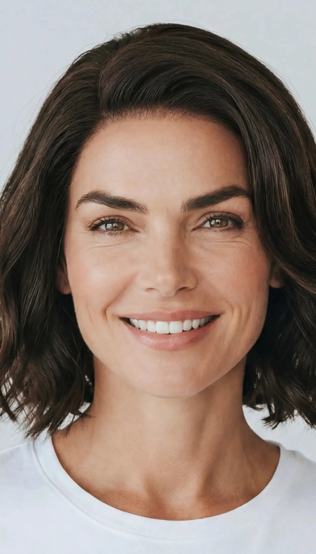 natural looking wavy brunette bob glueless beginner lace wig in australia. for women with hairloss, alopecia, chemotherapy.