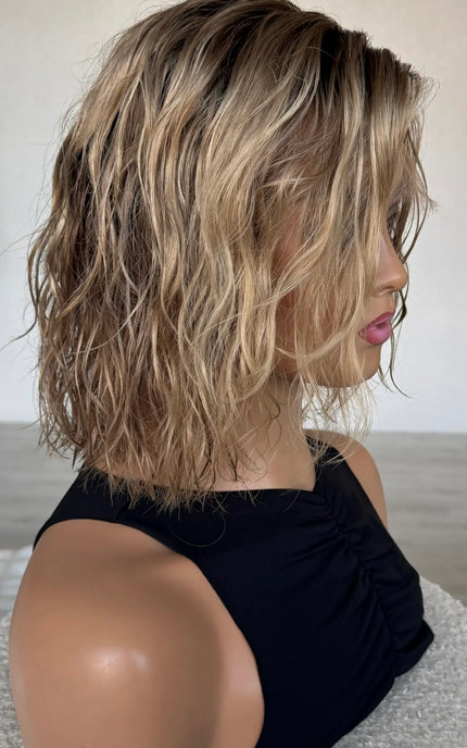 medical lace front bob wig with natural texture human hair.