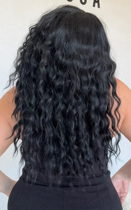 wavy hair middle part synthetic  wig, heat safe and glueless.
